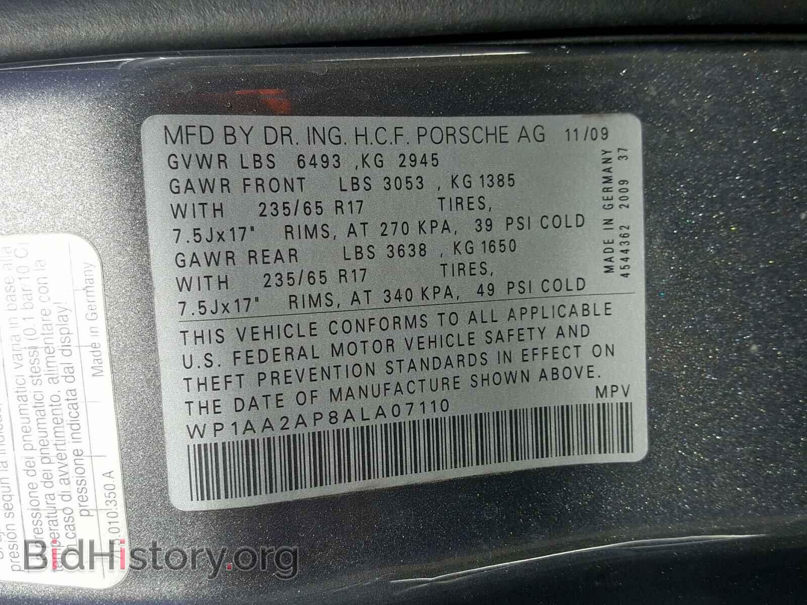 2010 PORSCHE CAYENNE - VIN: WP1AA2AP8ALA07110 - Фото 10