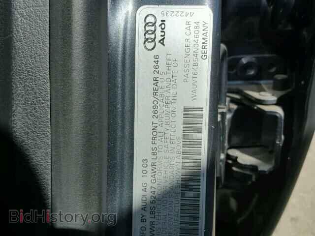 2004 AUDI A6 - VIN: WAUVT64B54N046084 - Фото 10