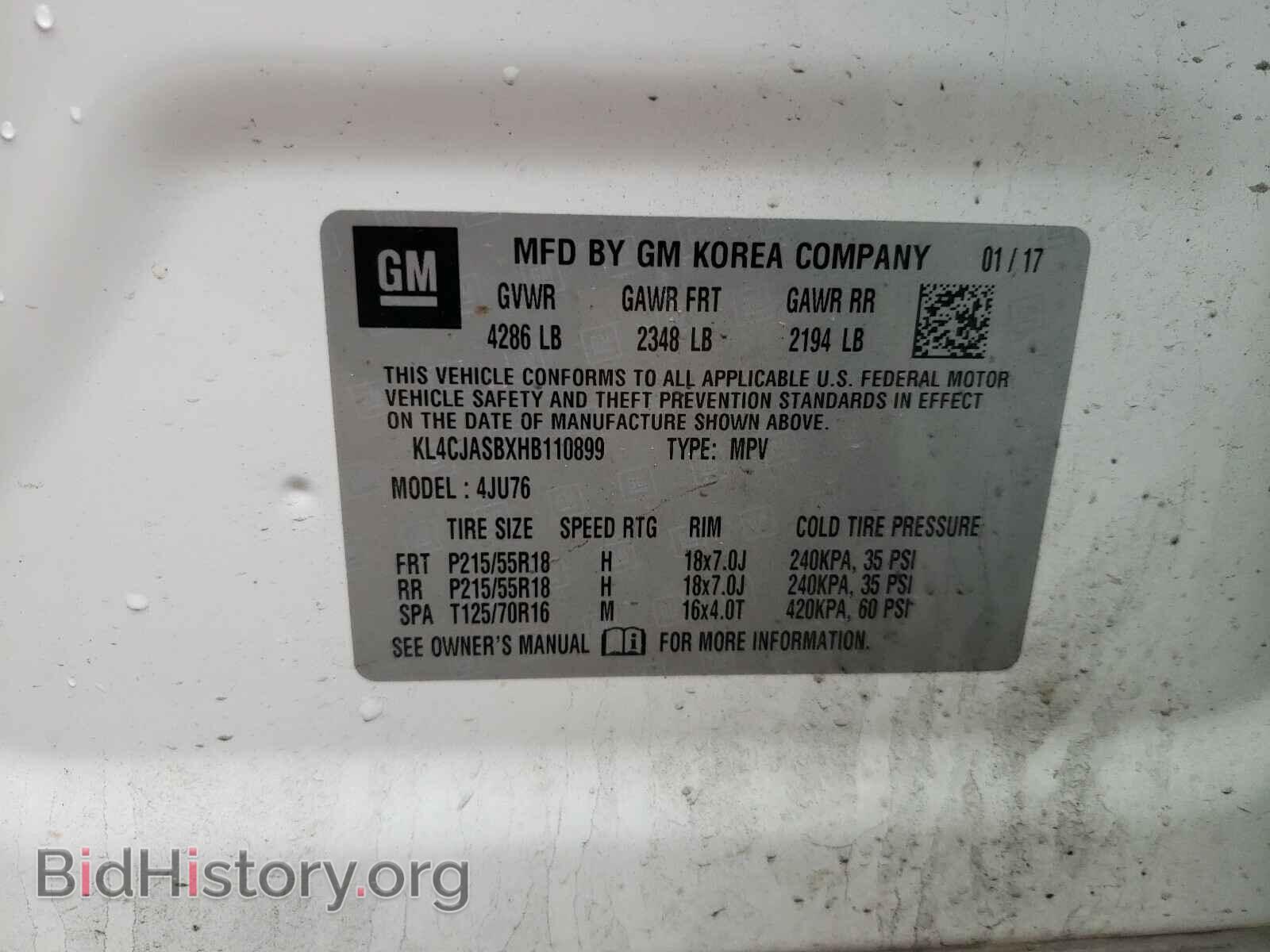 2017 BUICK ENCORE - VIN: KL4CJASBXHB110899 - Photo 10