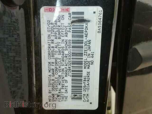 2003 TOYOTA COROLLA - VIN: JTDBR32E830019599 - Photo 10