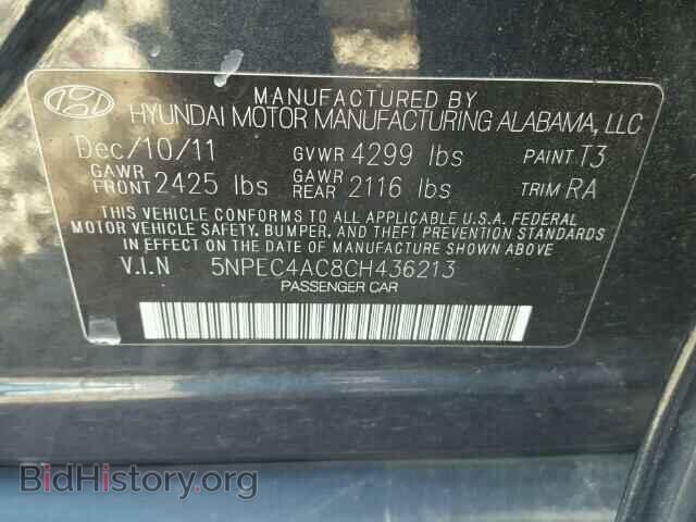 2012 HYUNDAI SONATA - VIN: 5NPEC4AC8CH436213 - Фото 10