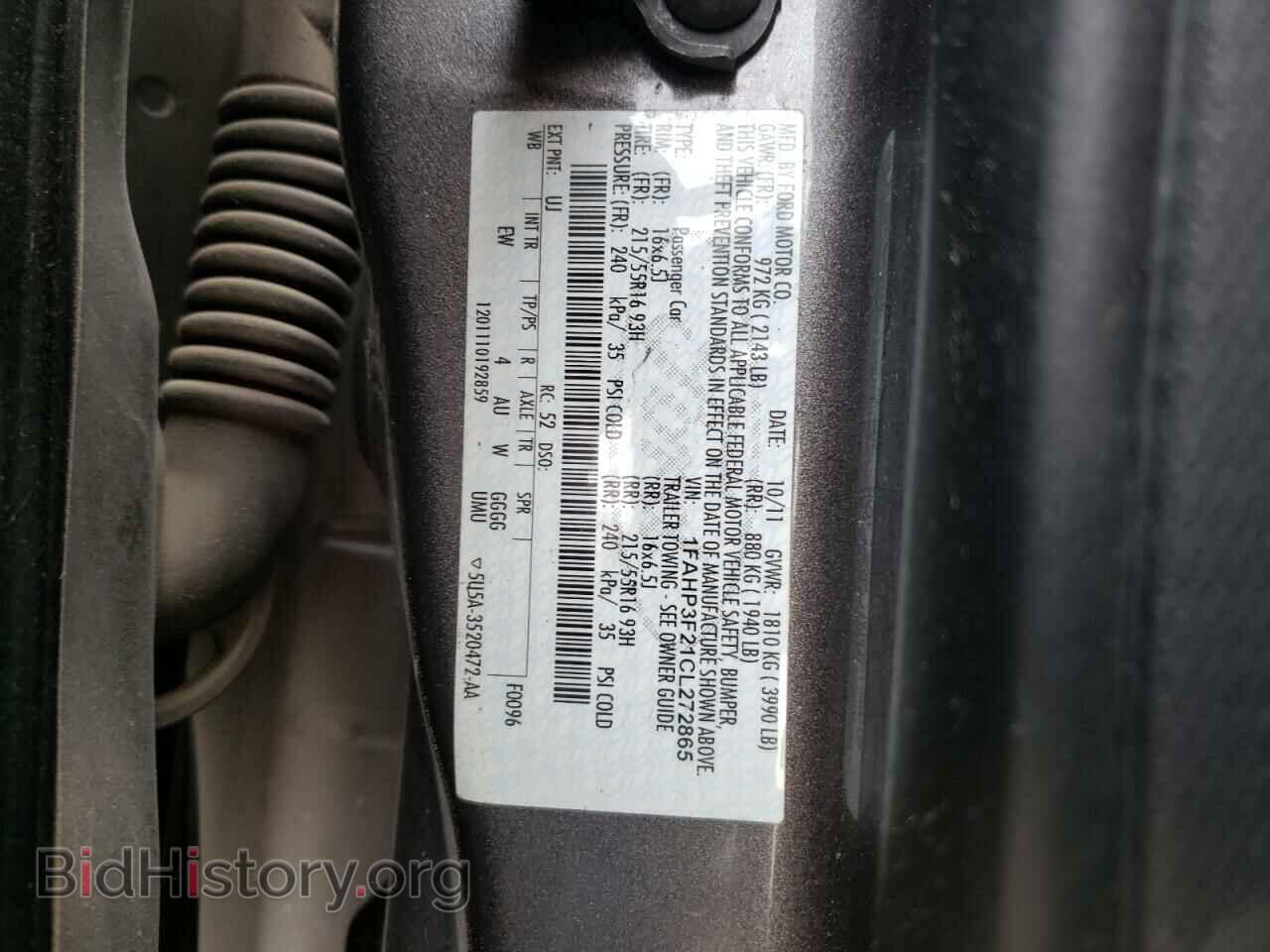 2012 FORD FOCUS - VIN: 1FAHP3F21CL272865 - Фото 10