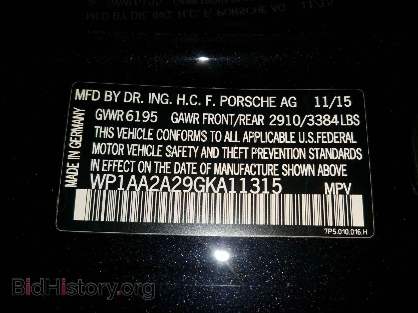 2016 PORSCHE CAYENNE - VIN: WP1AA2A29GKA11315 - Фото 10