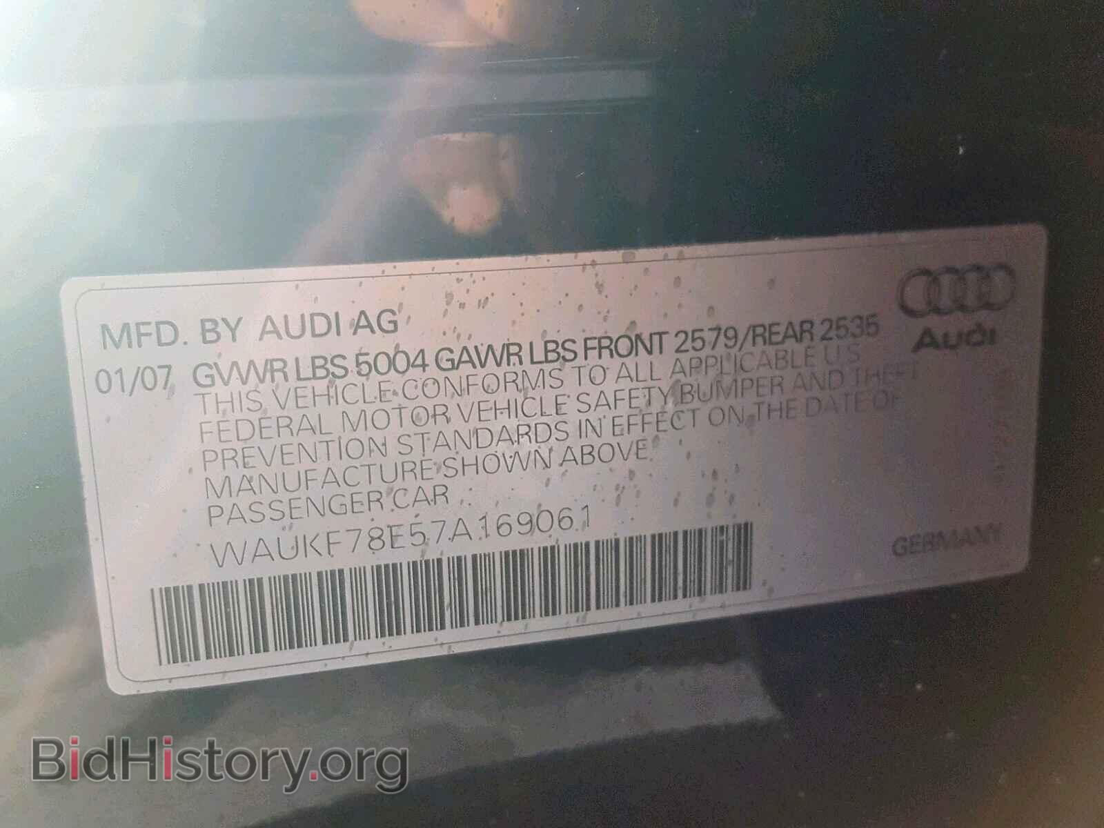 2007 AUDI A4 - VIN: WAUKF78E57A169061 - Фото 10