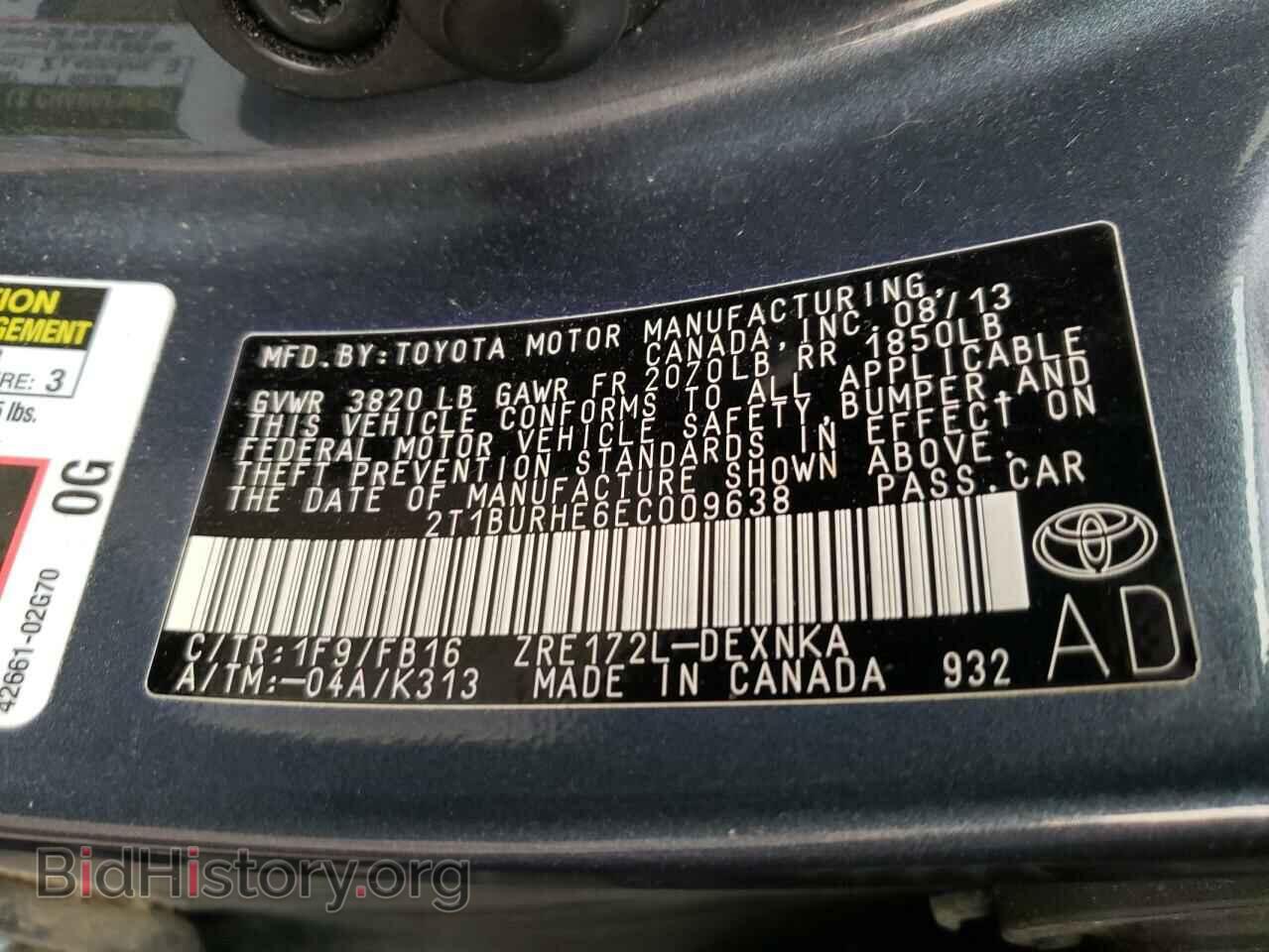 2014 TOYOTA COROLLA - VIN: 2T1BURHE6EC009638 - Photo 10