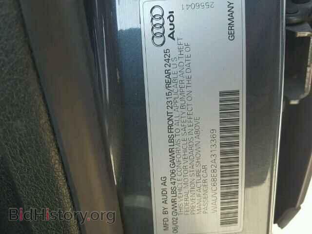 2002 AUDI A4 - VIN: WAUVC68E82A313369 - Фото 10