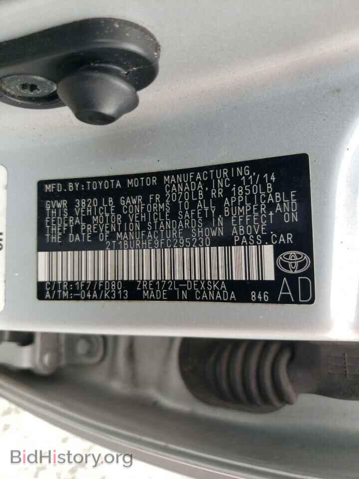 2015 TOYOTA COROLLA - VIN: 2T1BURHE9FC295230 - Фото 10