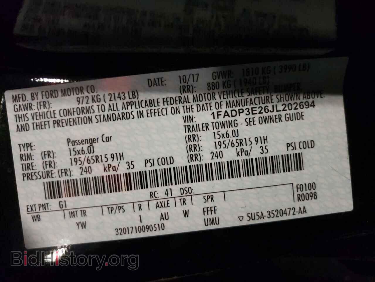 2018 FORD FOCUS - VIN: 1FADP3E26JL202694 - Photo 10