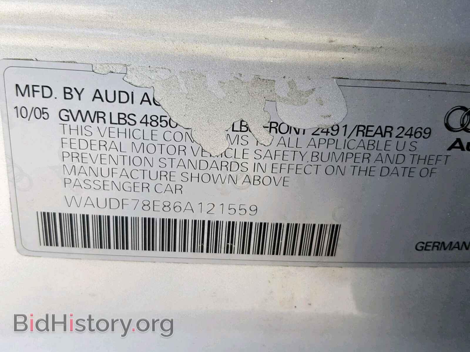 2006 AUDI A4 - VIN: WAUDF78E86A121559 - Фото 10