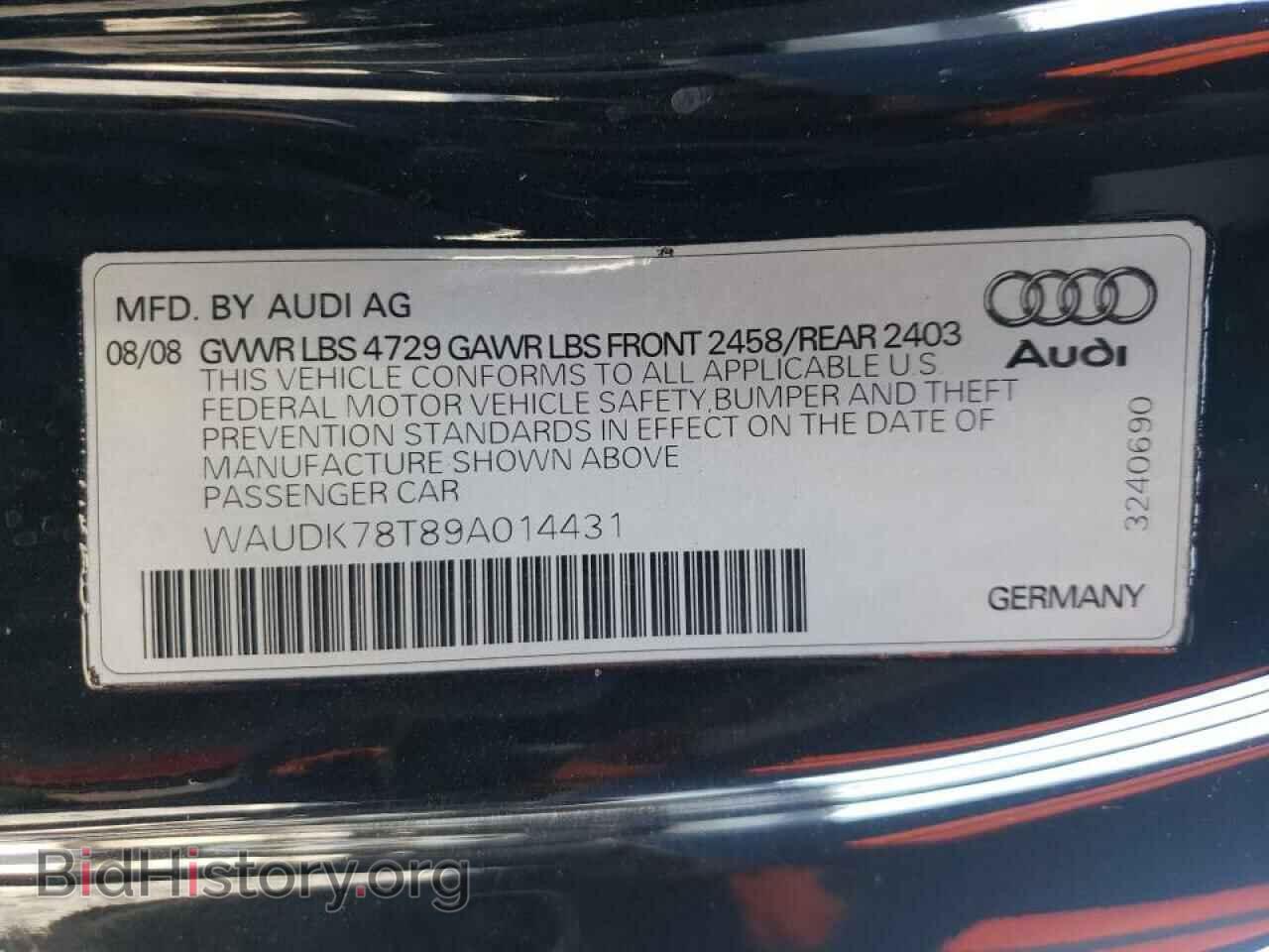 2009 AUDI A5 - VIN: WAUDK78T89A014431 - Фото 10