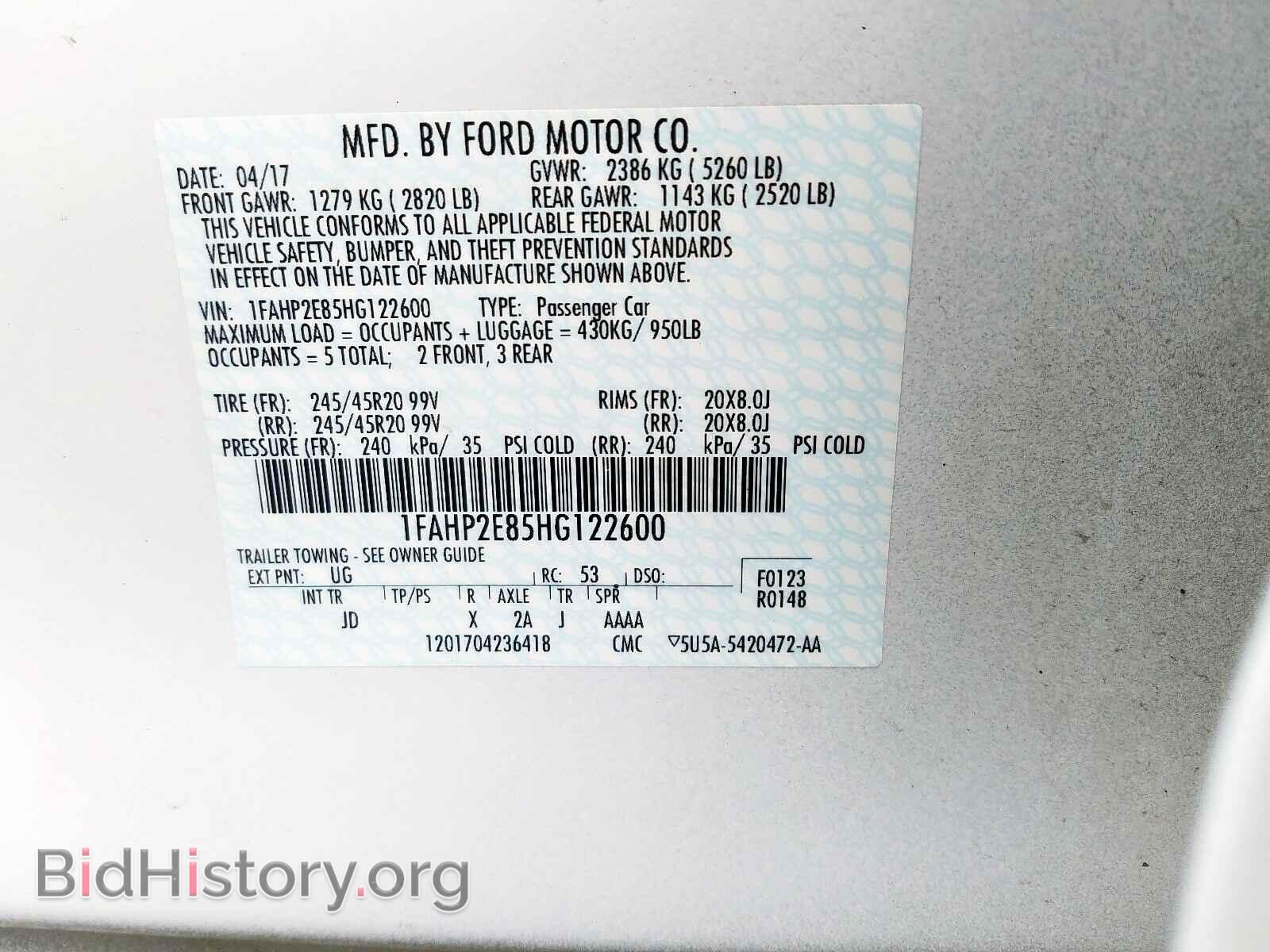 2017 FORD TAURUS - VIN: 1FAHP2E85HG122600 - Фото 10