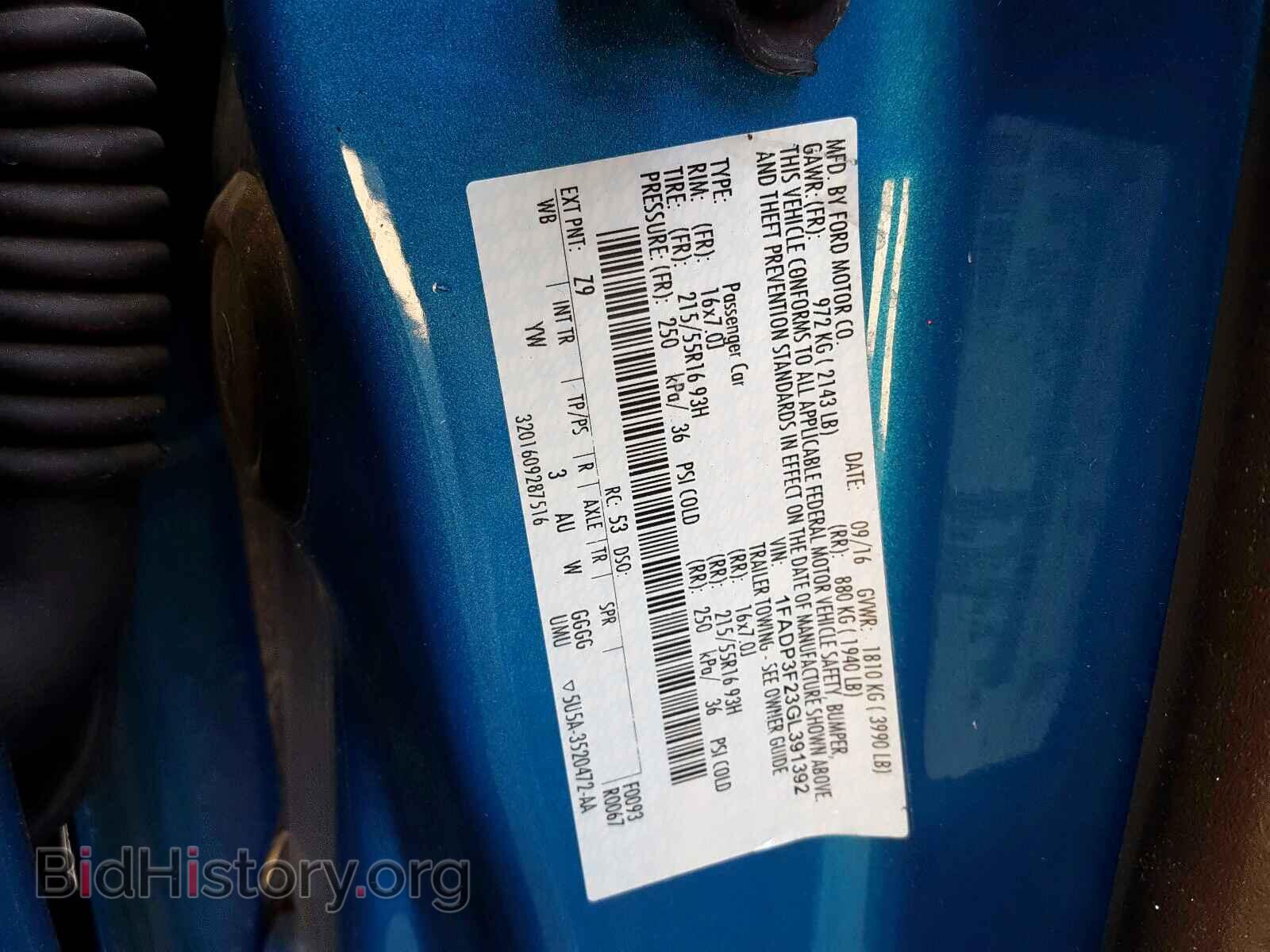 2016 FORD FOCUS - VIN: 1FADP3F23GL391392 - Photo 10