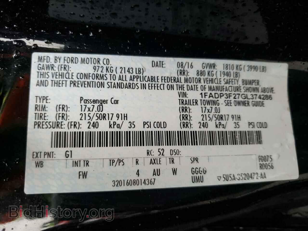 2016 FORD FOCUS - VIN: 1FADP3F27GL374286 - Фото 10