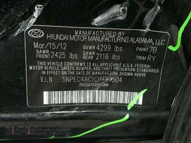 2012 HYUNDAI SONATA - VIN: 5NPEC4AC1CH494504 - Фото 10