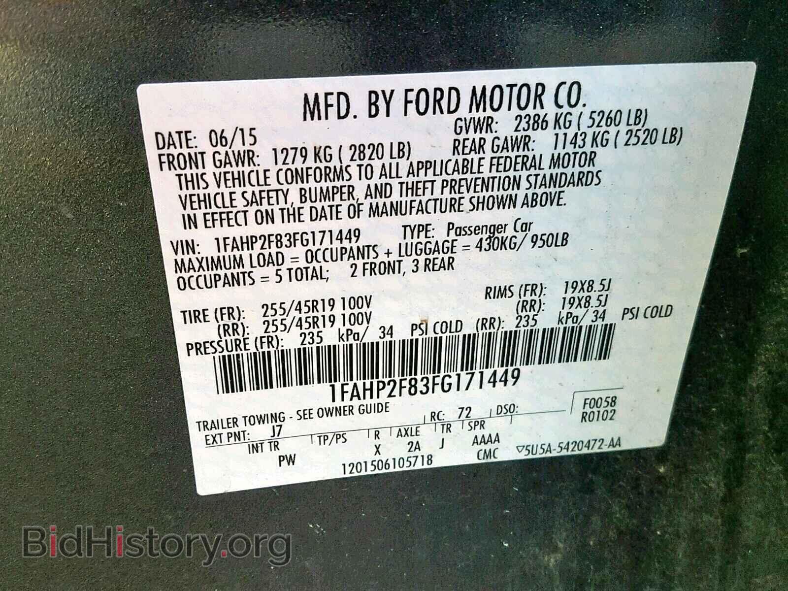 2015 FORD TAURUS - VIN: 1FAHP2F83FG171449 - Photo 10