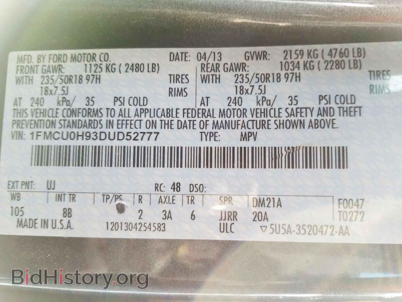 2013 FORD ESCAPE - VIN: 1FMCU0H93DUD52777 - Фото 10