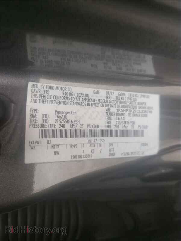 2012 FORD FOCUS - VIN: 1FAHP3K27CL336316 - Фото 10