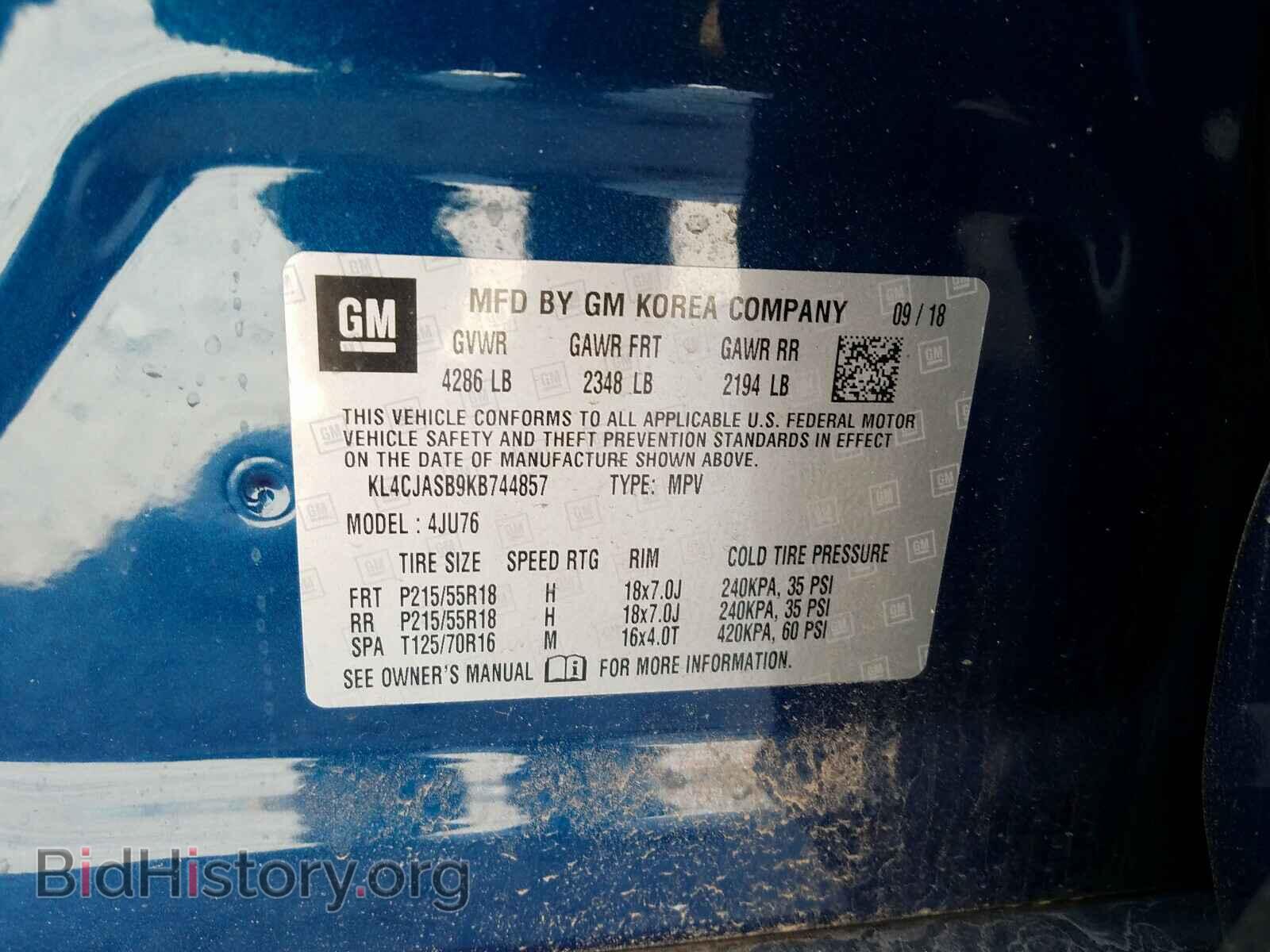 2019 BUICK ENCORE - VIN: KL4CJASB9KB744857 - Photo 10