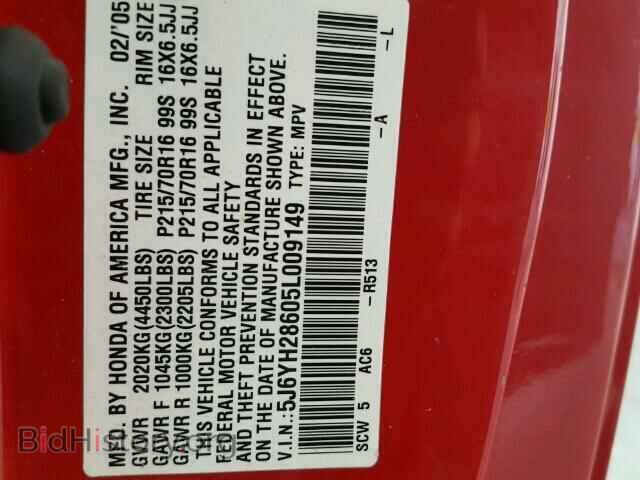 2005 HONDA ELEMENT - VIN: 5J6YH28605L009149 - Фото 10