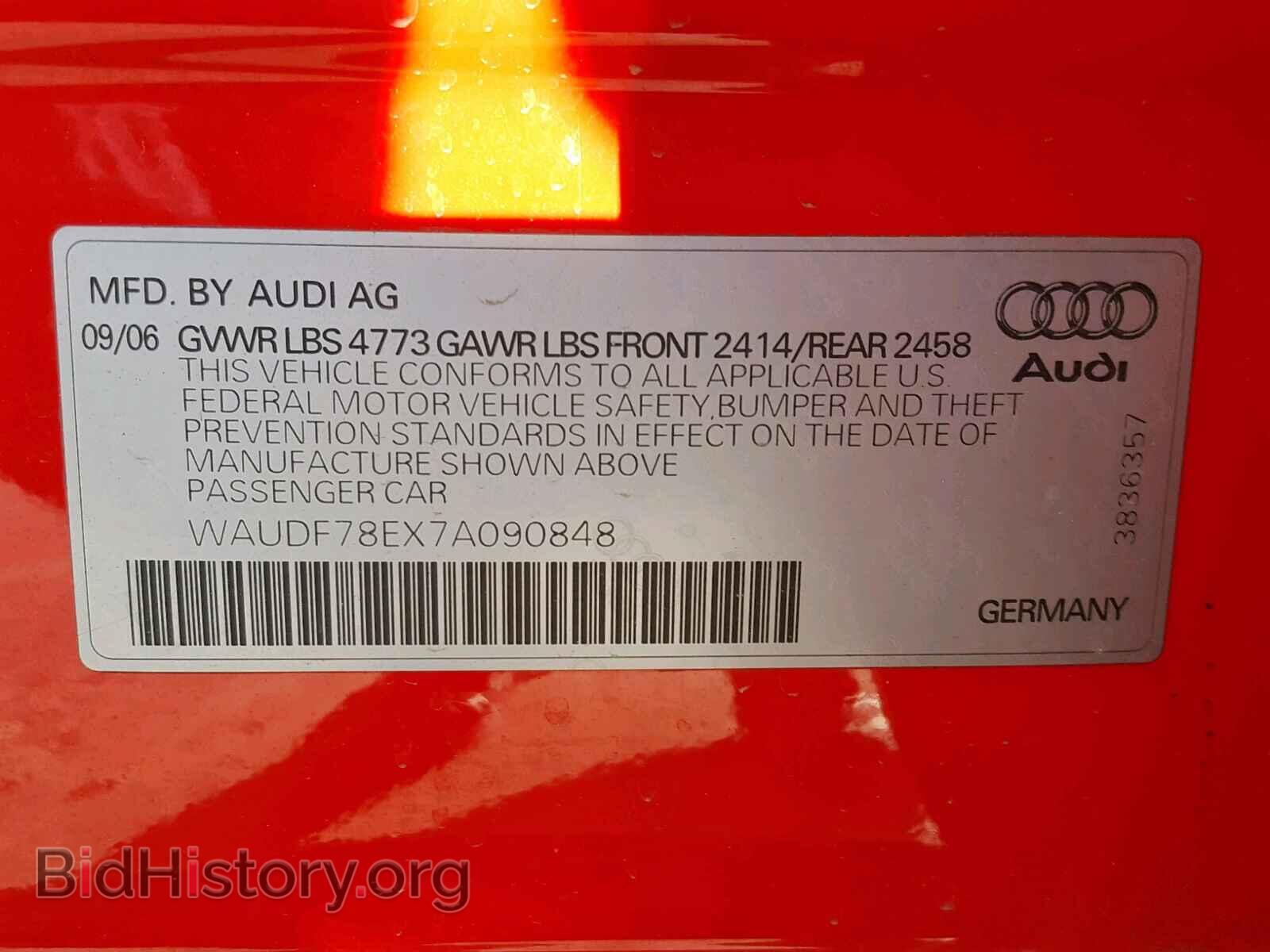 2007 AUDI A4 - VIN: WAUDF78EX7A090848 - Фото 10