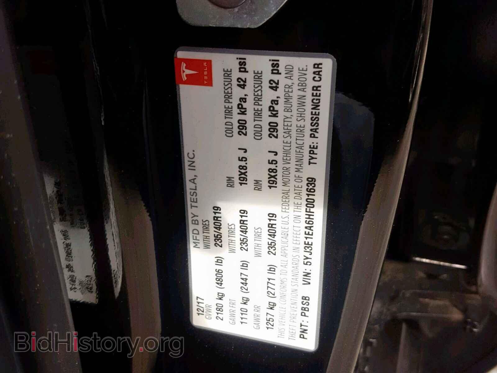 2017 TESLA MODEL 3 - VIN: 5YJ3E1EA6HF001639 - Photo 10