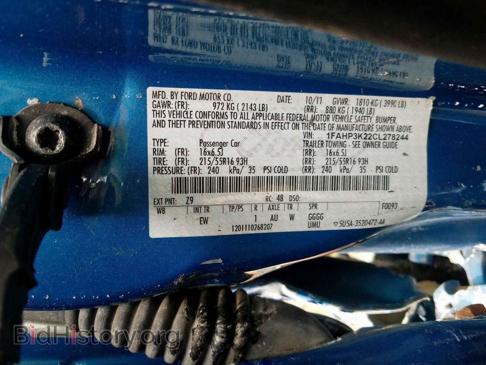2012 FORD FOCUS - VIN: 1FAHP3K22CL278244 - Фото 10