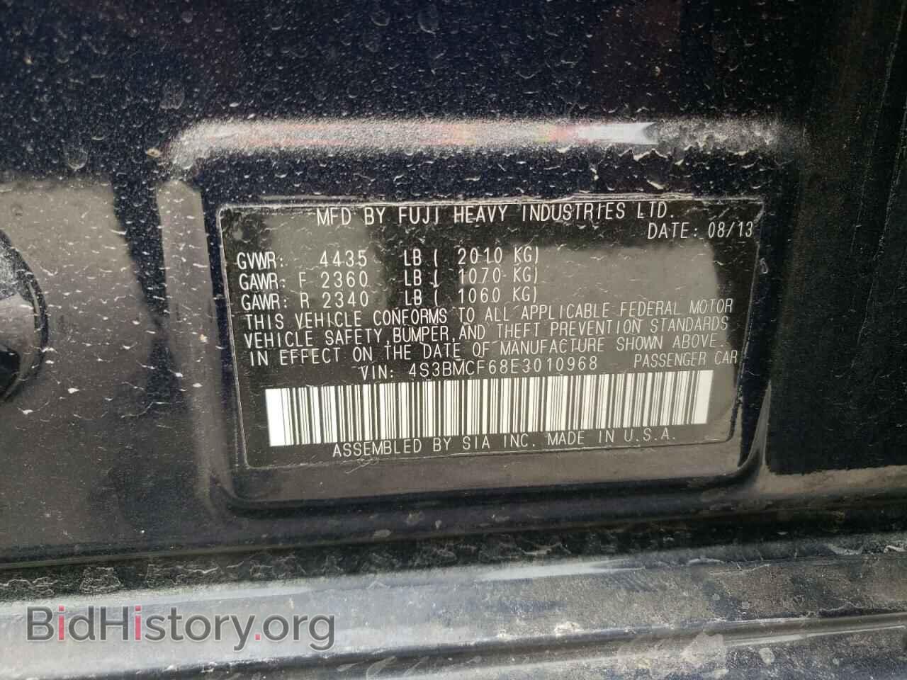 2014 SUBARU LEGACY - VIN: 4S3BMCF68E3010968 - Фото 10