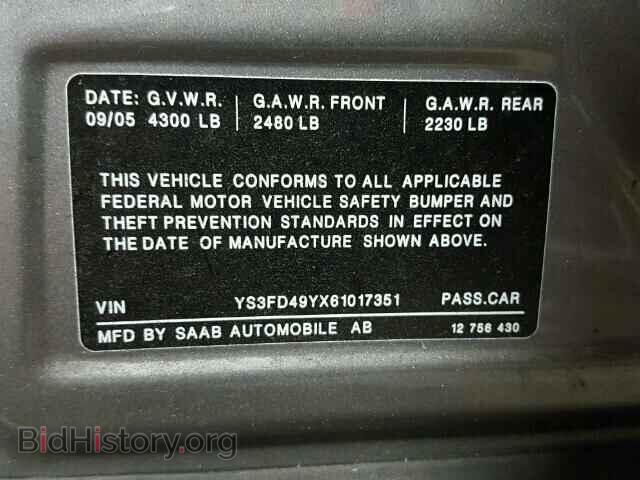 2006 SAAB 9 3 - VIN: YS3FD49YX61017351 - Фото 10