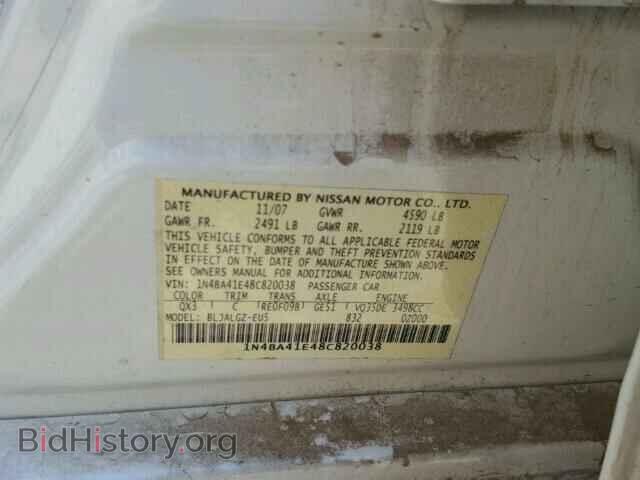 2008 NISSAN MAXIMA - VIN: 1N4BA41E48C820038 - Фото 10