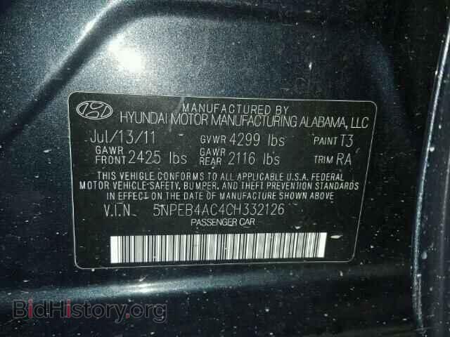 2012 HYUNDAI SONATA - VIN: 5NPEB4AC4CH332126 - Фото 10
