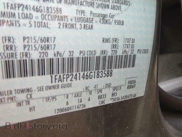 2006 FORD FIVE HUNDR - VIN: 1FAFP24146G183588 - Фото 13