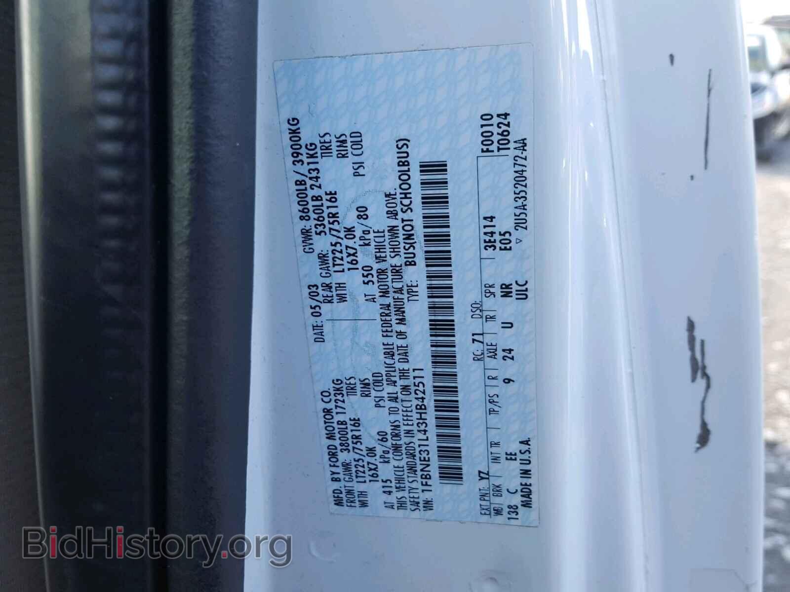 2003 FORD ECONOLINE - VIN: 1FBNE31L43HB42511 - Photo 10