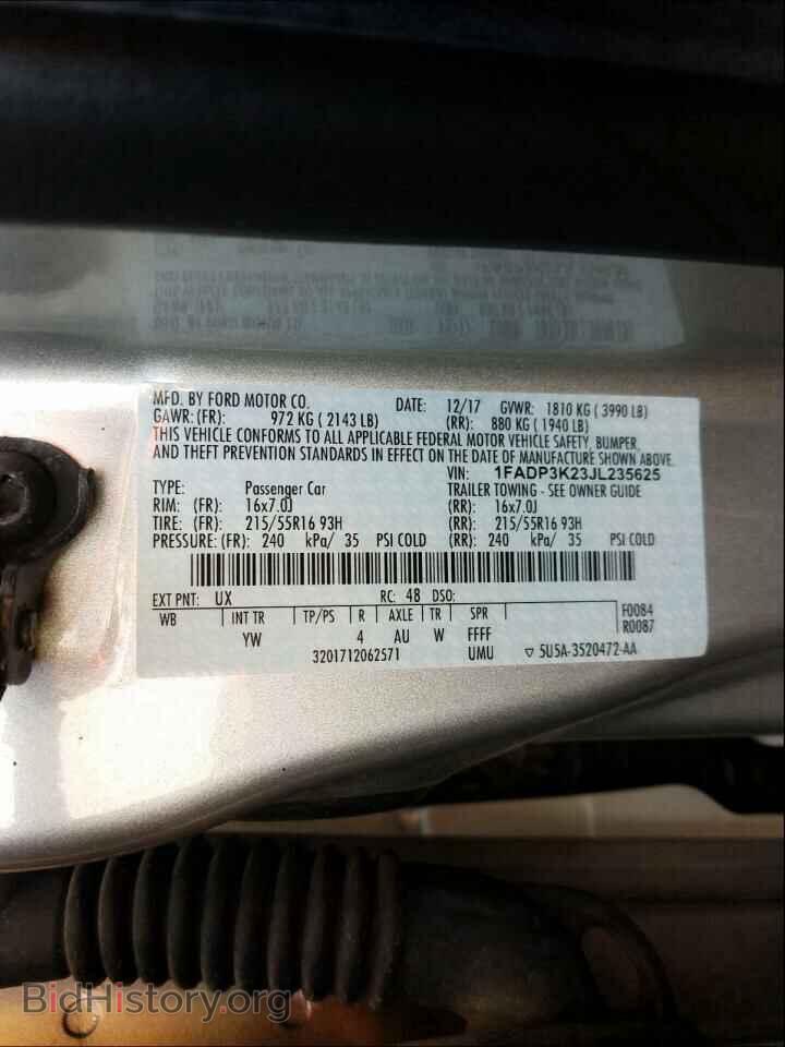 2018 FORD FOCUS - VIN: 1FADP3K23JL235625 - Фото 10
