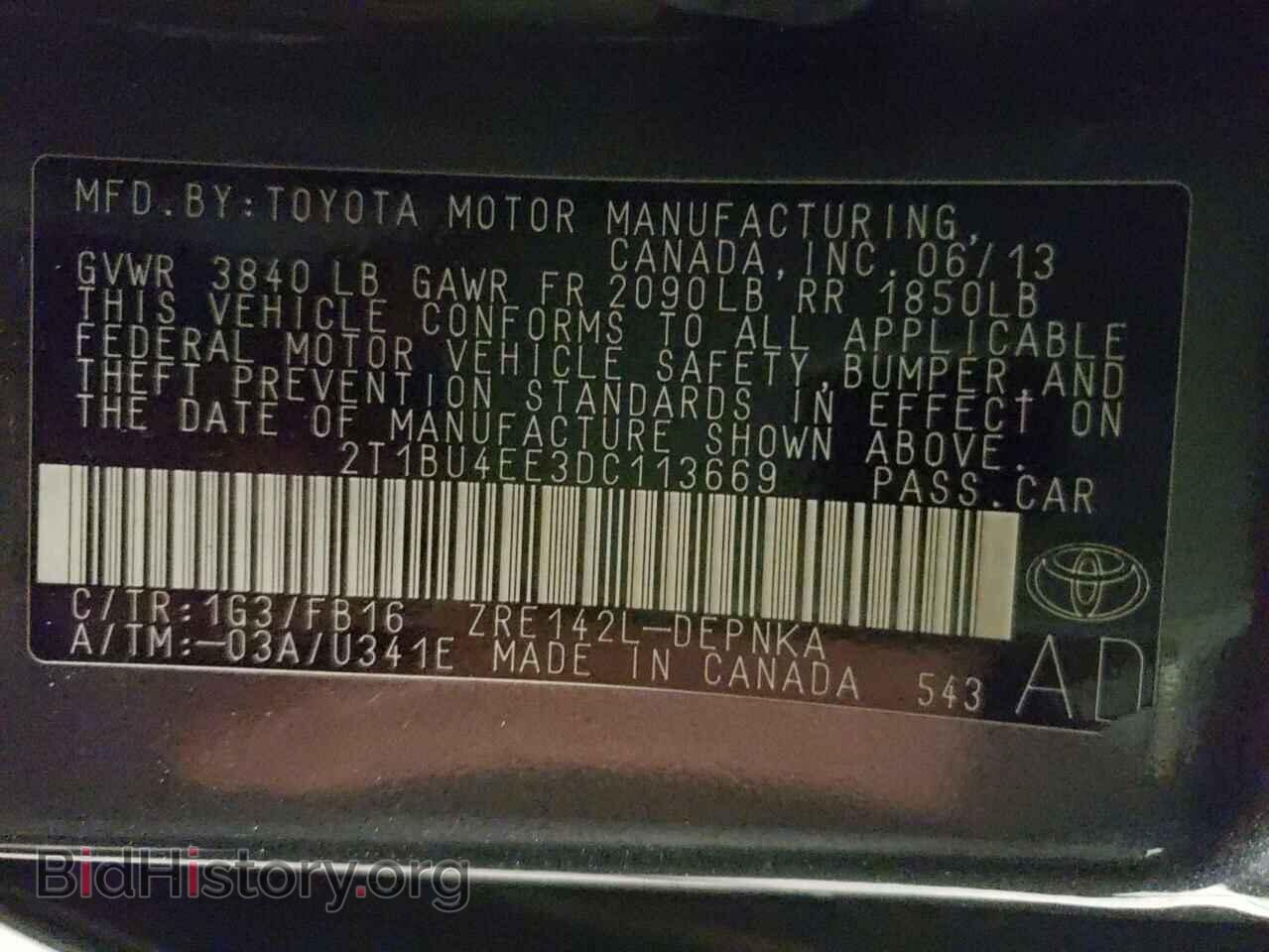 2013 TOYOTA COROLLA - VIN: 2T1BU4EE3DC113669 - Фото 10