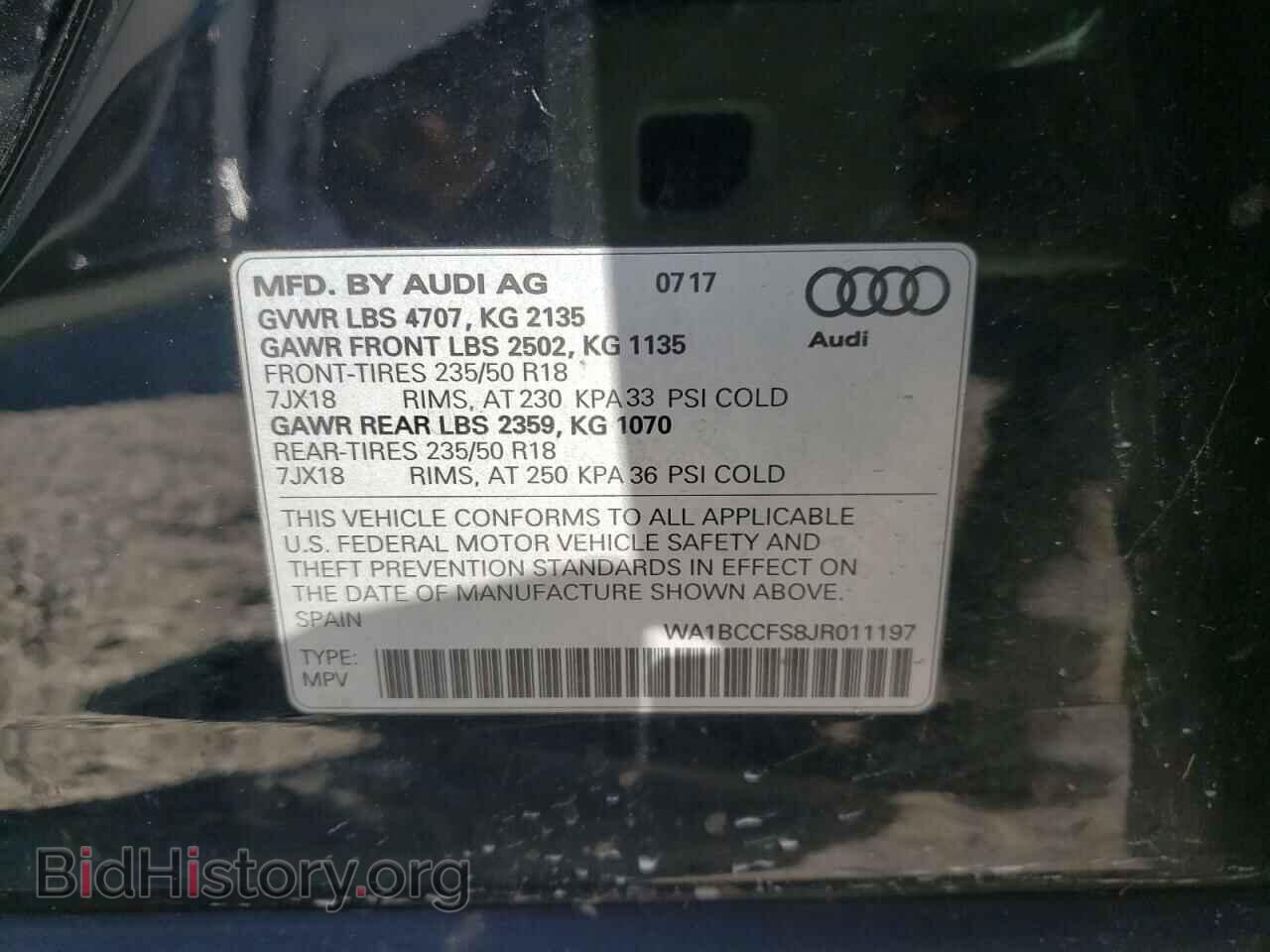 2018 AUDI Q3 - VIN: WA1BCCFS8JR011197 - Фото 10