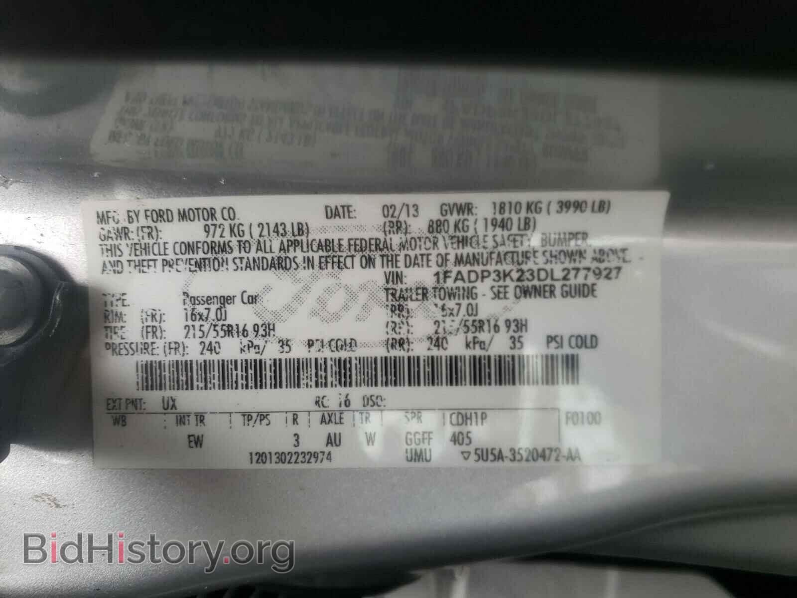 2013 FORD FOCUS - VIN: 1FADP3K23DL277927 - Фото 10
