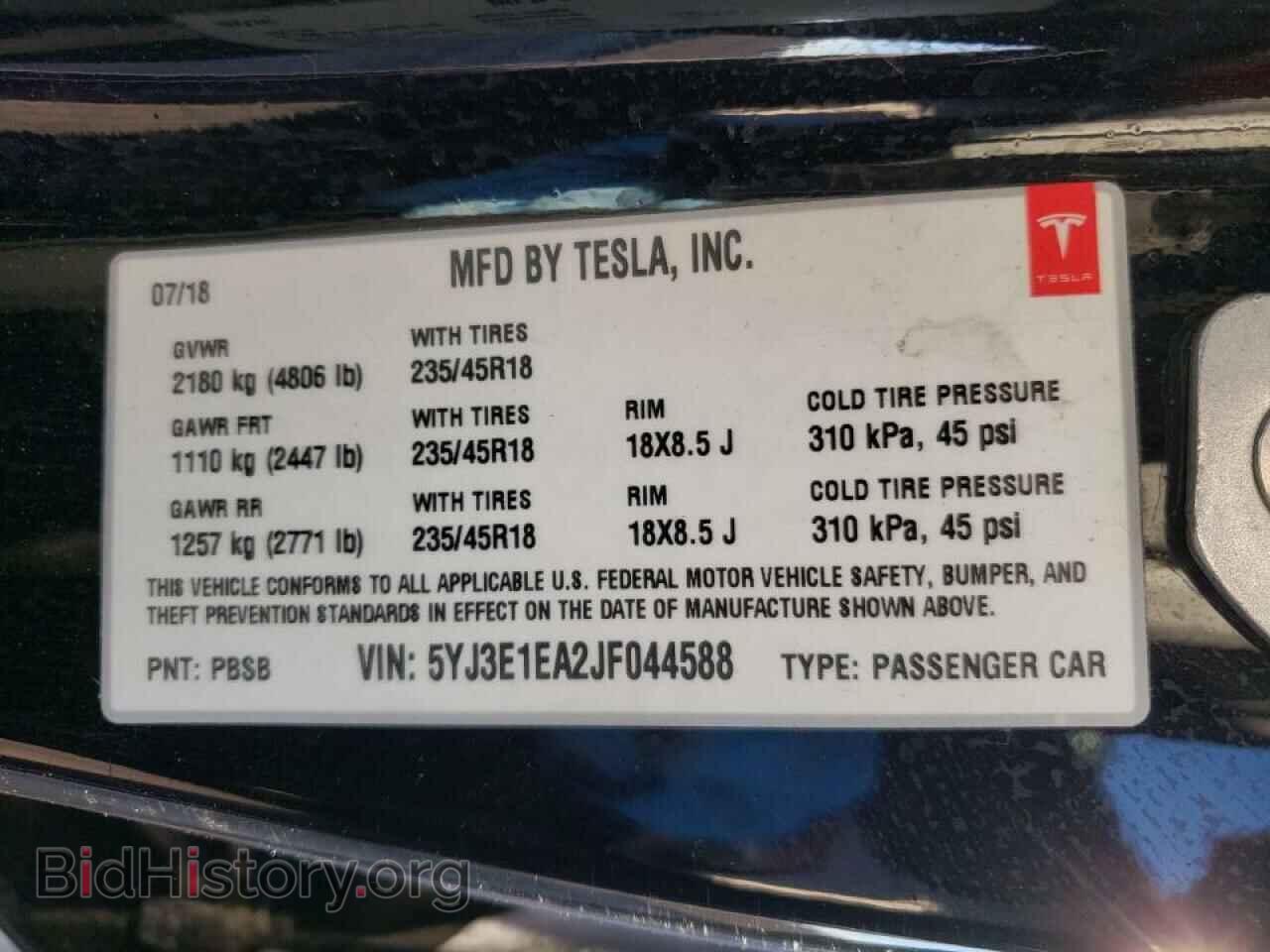 2018 TESLA MODEL 3 - VIN: 5YJ3E1EA2JF044588 - Photo 10