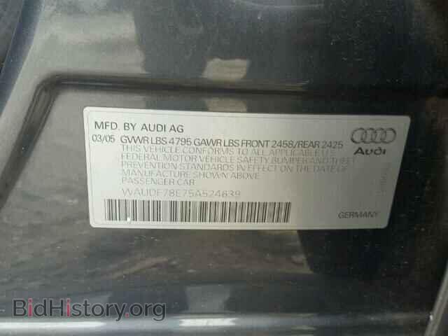 2005 AUDI A4 - VIN: WAUDF78E75A524639 - Фото 10