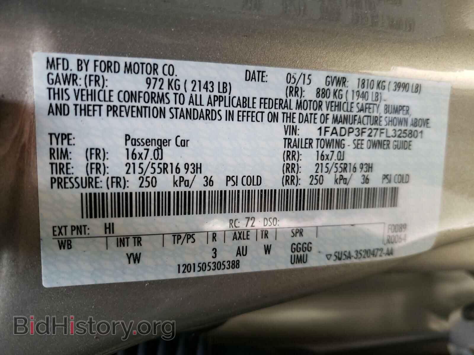 2015 FORD FOCUS - VIN: 1FADP3F27FL325801 - Фото 10