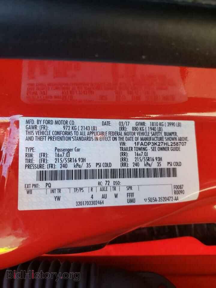 2017 FORD FOCUS - VIN: 1FADP3K27HL258707 - Фото 10
