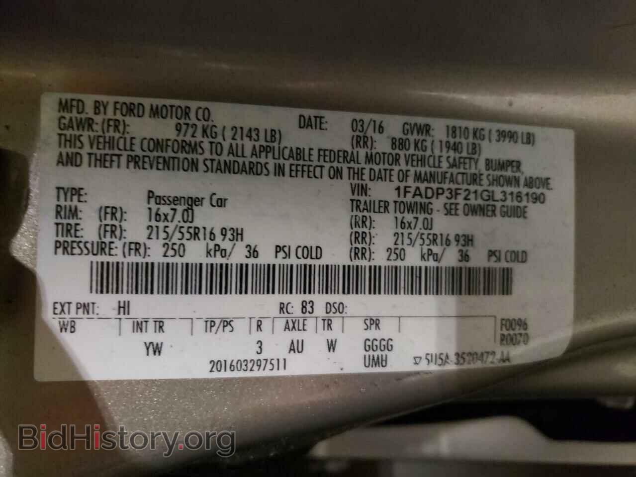 2016 FORD FOCUS - VIN: 1FADP3F21GL316190 - Фото 10