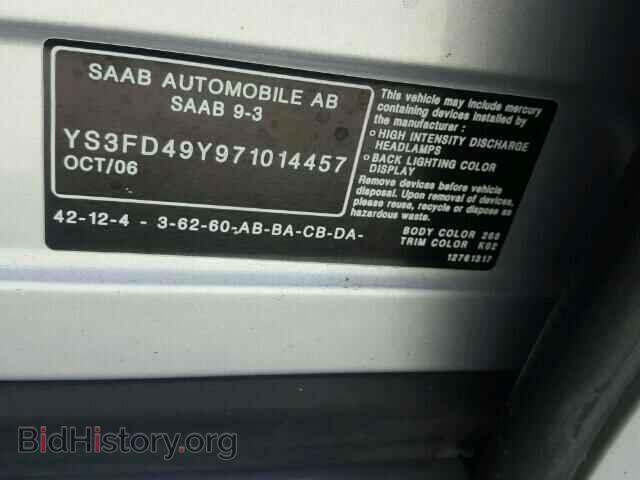 2007 SAAB 9 3 - VIN: YS3FD49Y971014457 - Фото 10