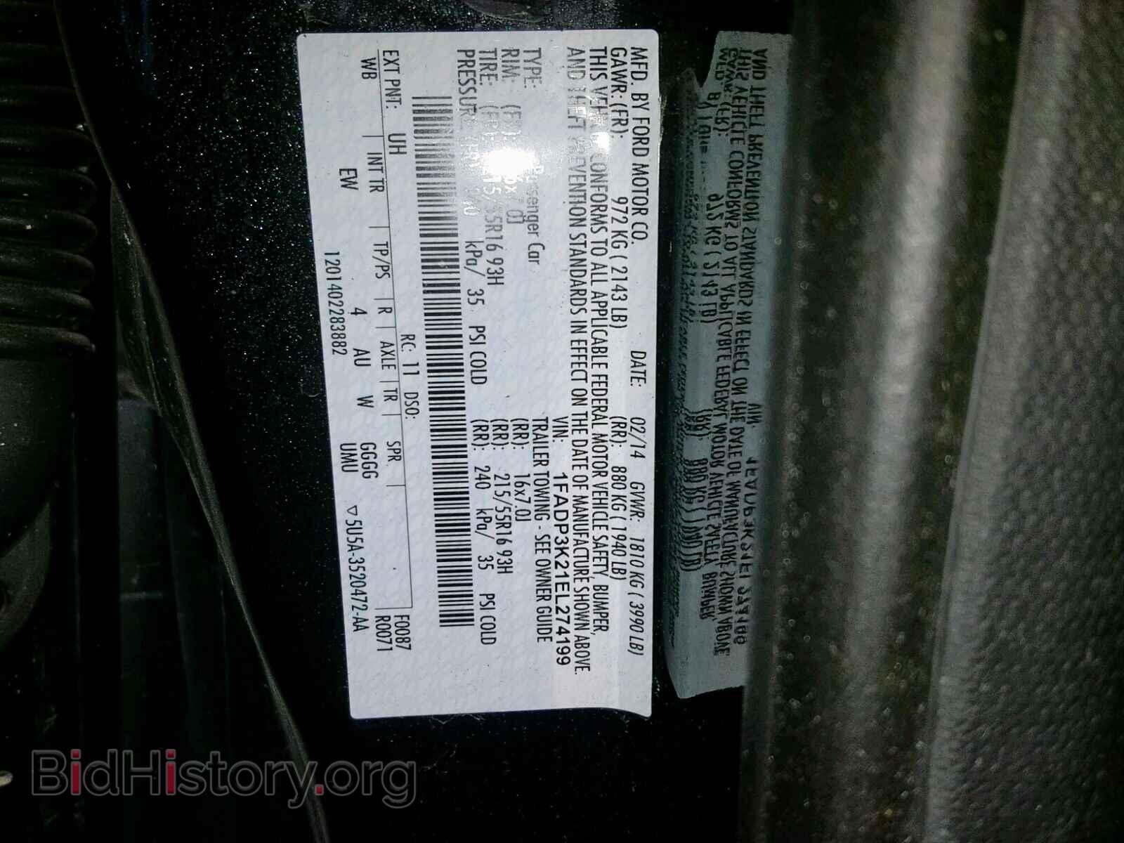 2014 FORD FOCUS SE - VIN: 1FADP3K21EL274199 - Фото 10