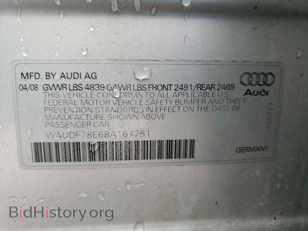 2008 AUDI A4 - VIN: WAUDF78E68A167751 - Фото 10