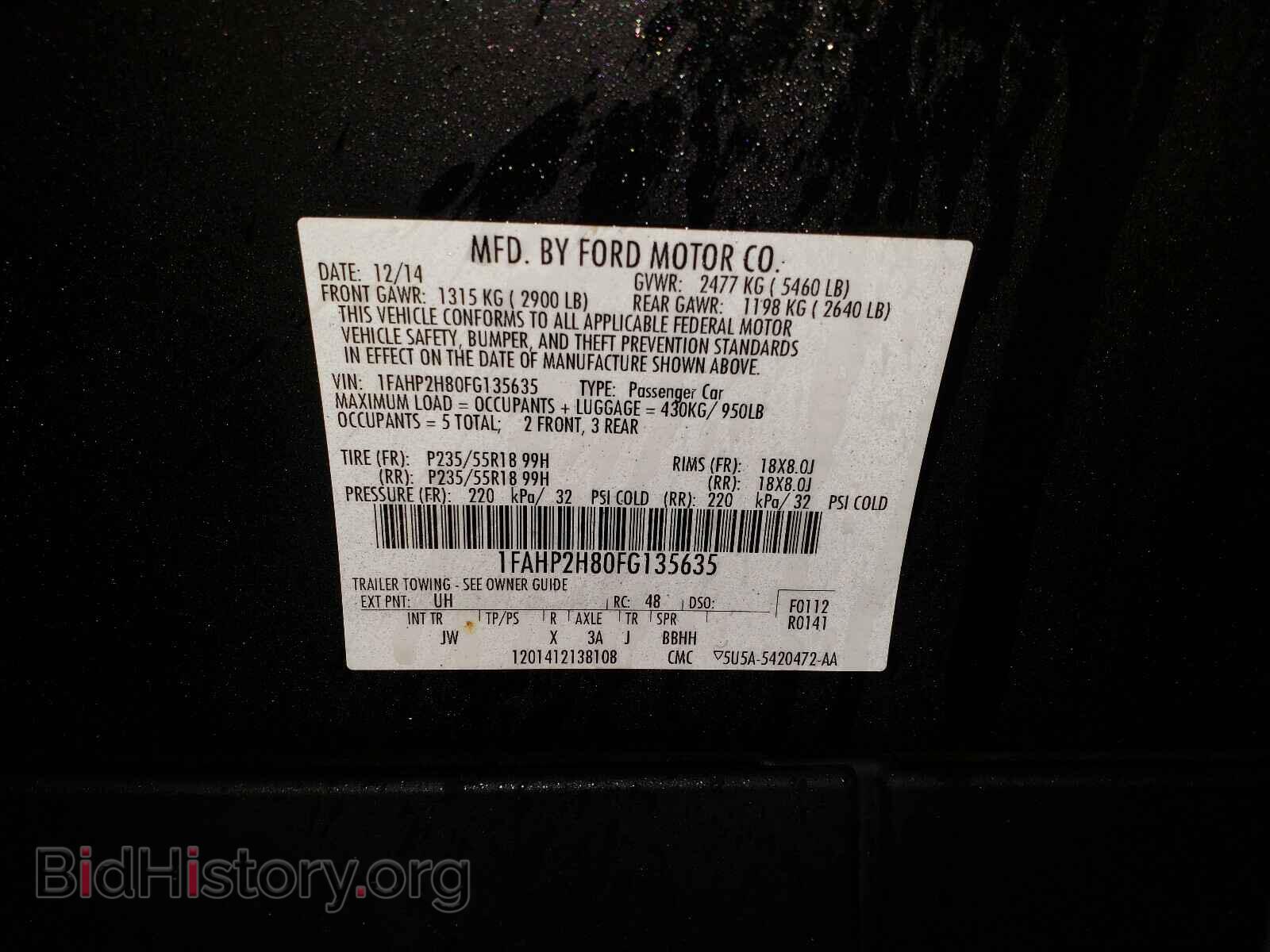2015 FORD TAURUS - VIN: 1FAHP2H80FG135635 - Фото 10