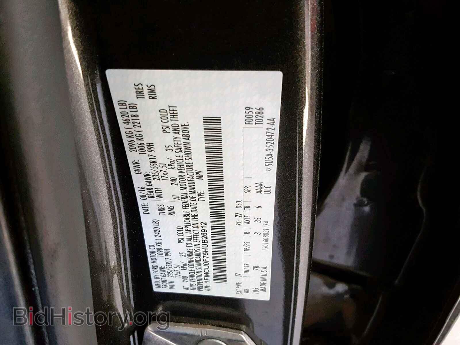 2017 FORD ESCAPE S - VIN: 1FMCU0F75HUB26912 - Фото 10
