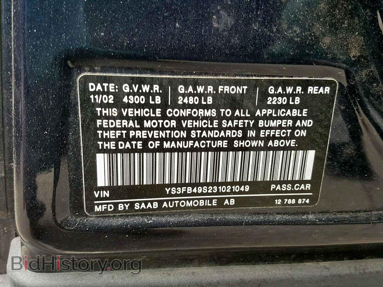 2003 SAAB 9 3 - VIN: YS3FB49S231021049 - Photo 10
