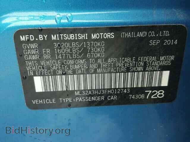 2015 MITSUBISHI MIRAGE - VIN: ML32A3HJ3FH012743 - Фото 10