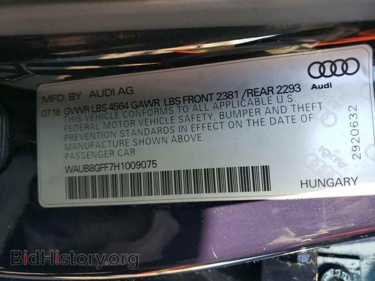 2017 AUDI A3 - VIN: WAUB8GFF7H1009075 - Фото 10