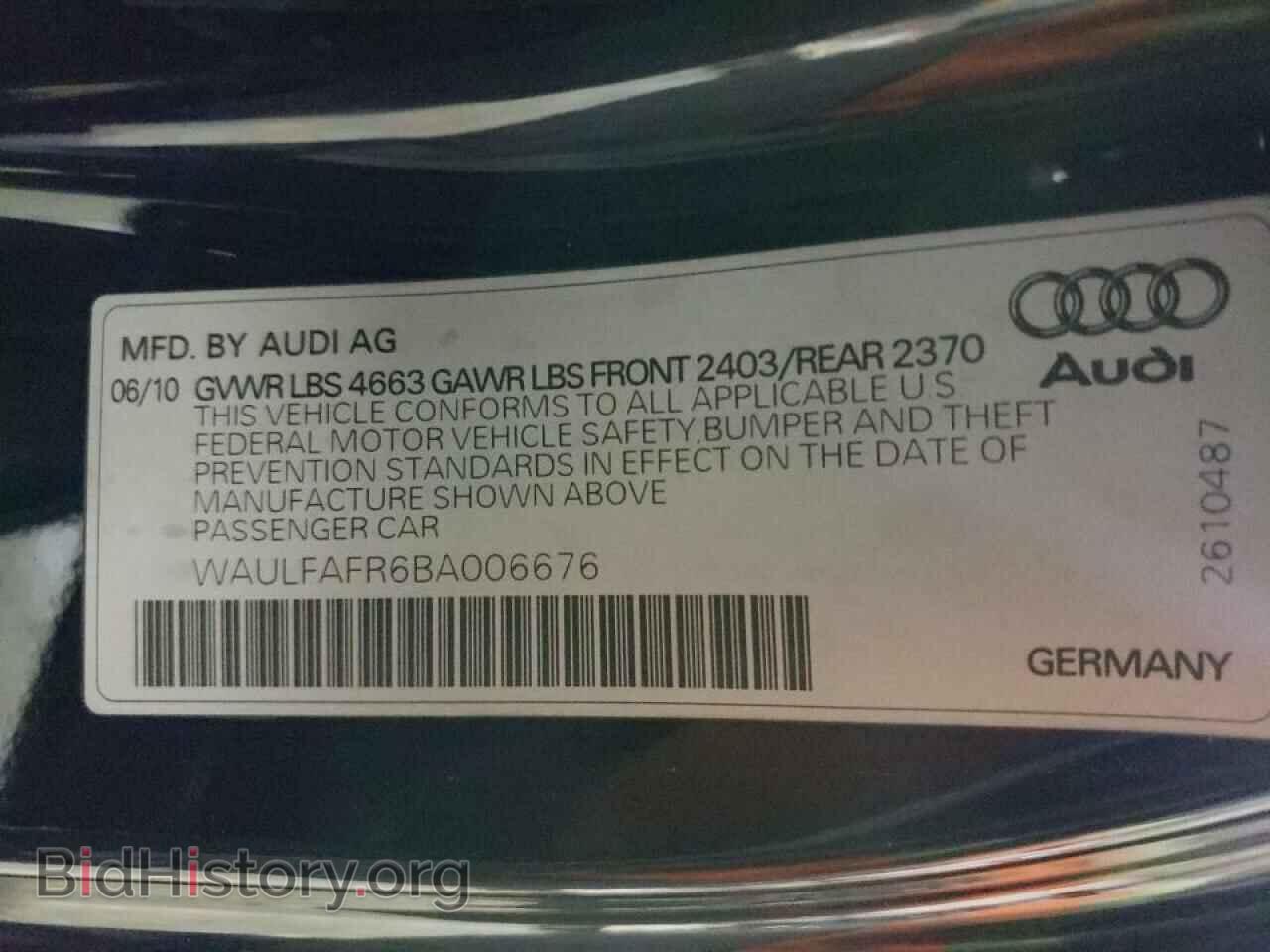 2011 AUDI A5 - VIN: WAULFAFR6BA006676 - Фото 10